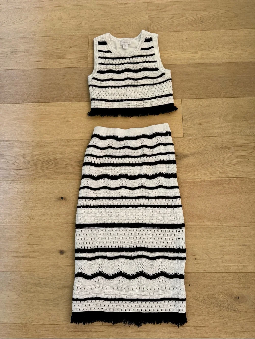 House of Harlow 1960 Black and White Striped Knit Set